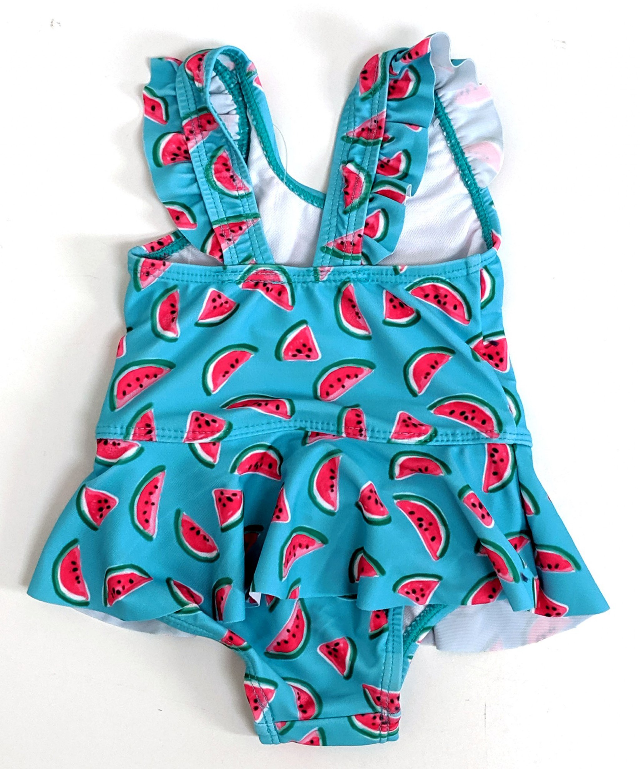 BABY GIRLS WATERMELON SKIRTED BLUE SWIMSUIT 0-3 MONTHS