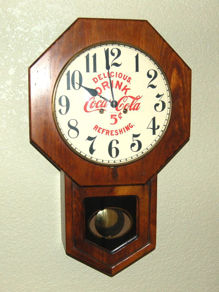 Details About Nice Coca Cola Advertising Clock Time And Strike On Gong Schoolhouse Style