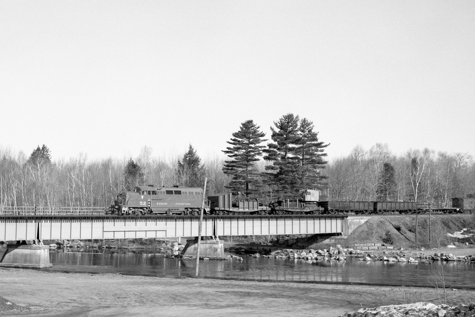 BAR BL2 #52 on a work train at Millinocket, ME during April 1970. BAR BL2 #52 on a work train at Millinocket, ME during April 1970.