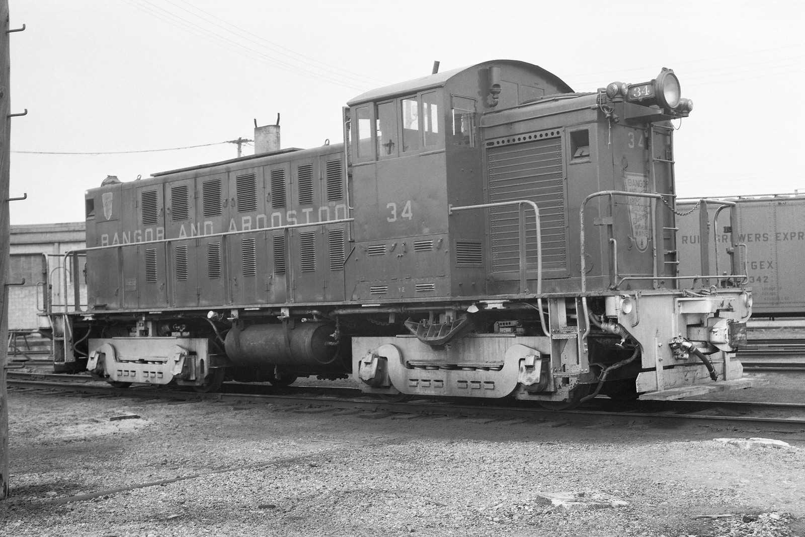 BAR GE DEY-2 600hp switcher#34 @ Northern Maine Jct, ME on 4/18/1964 BAR GE DEY-2 600hp switcher#34 @ Northern Maine Jct, ME on 4/18/1964