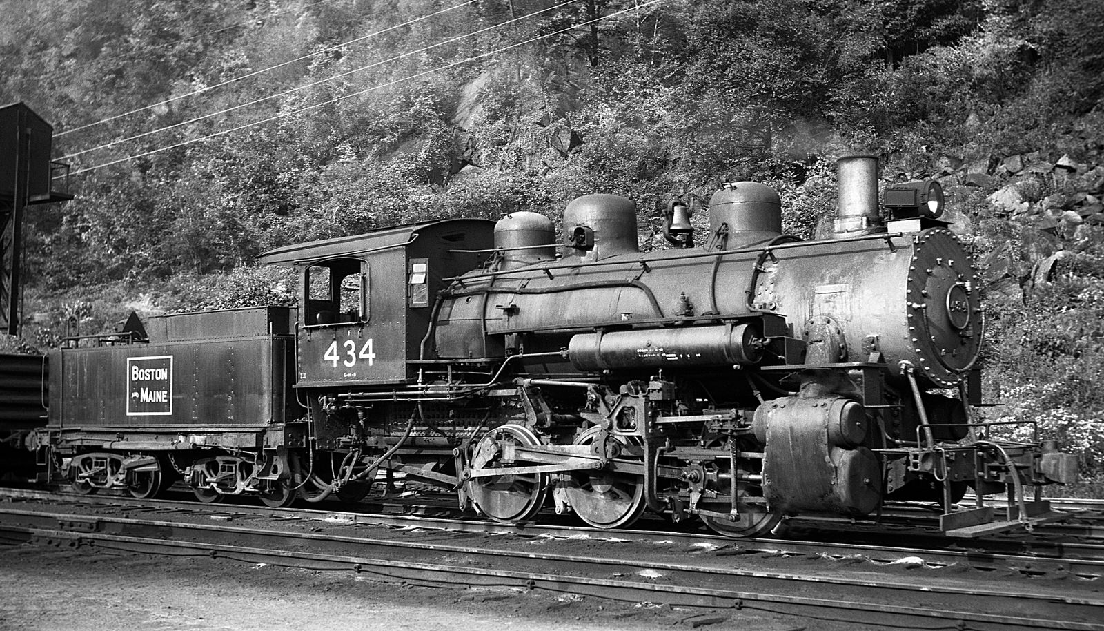 Boston Maine 0-6-0 #434 at North Walpole, NH in 1947. (8x14)