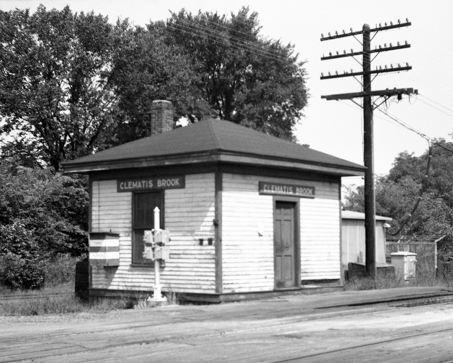 Boston & Maine Clematis Brook Station in Waltham, MA on September 7, 1959. This negative was soft focus. Photographer unknown Boston & Maine Clematis Brook Station in Waltham, MA on September 7, 1959. This negative was soft focus. Photographer unknown