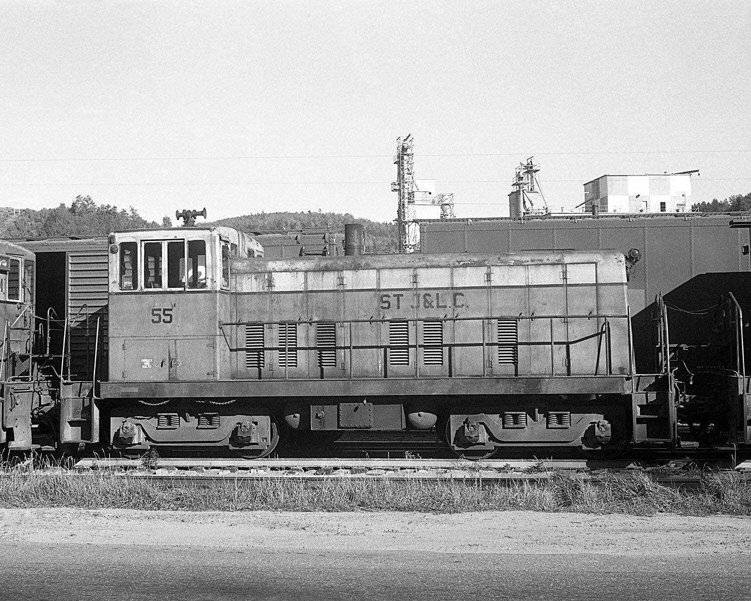 StJ&LC 70 Tonner #55 at St. Johnsbury, VT on 9/12/1965. (8x10) StJ&LC 70 Tonner #55 at St. Johnsbury, VT on 9/12/1965. (8x10)