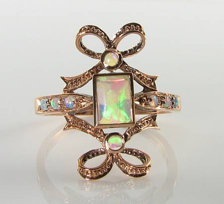 Long 9k 9ct Rose Gold All Aus Opal Bow Tie The Knot Art Deco Ins Ring Free Size Ebay