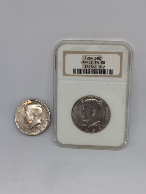 1964 KENNEDY HALF DOLLAR SAMPLE NGC & EXTRA-img-0