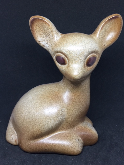 HOWARD PIERCE CERAMIC DEER FIGURINE BROWN WHITE-img-0