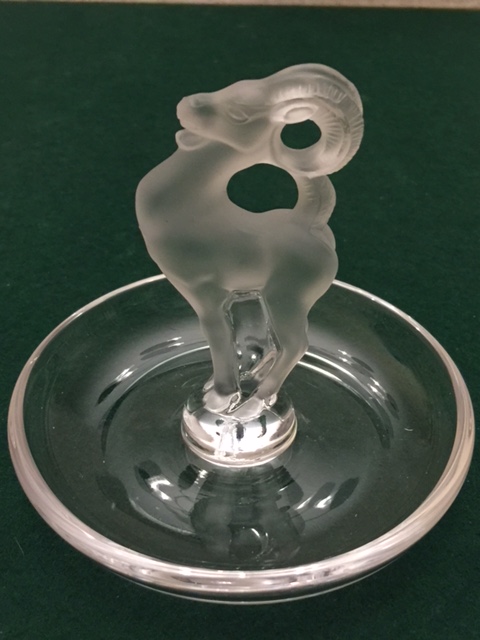 LALIQUE CRYSTAL BASTIA RAM RING DISH-img-0