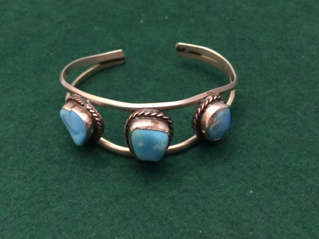 Vintage Sterling Silver Indian Turquoise Bracelet-img-0