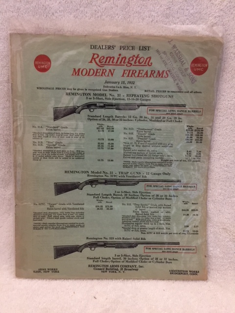 1932 REMINGTON MODERN FIREARMS CATALOG DEALERS' PR-img-0