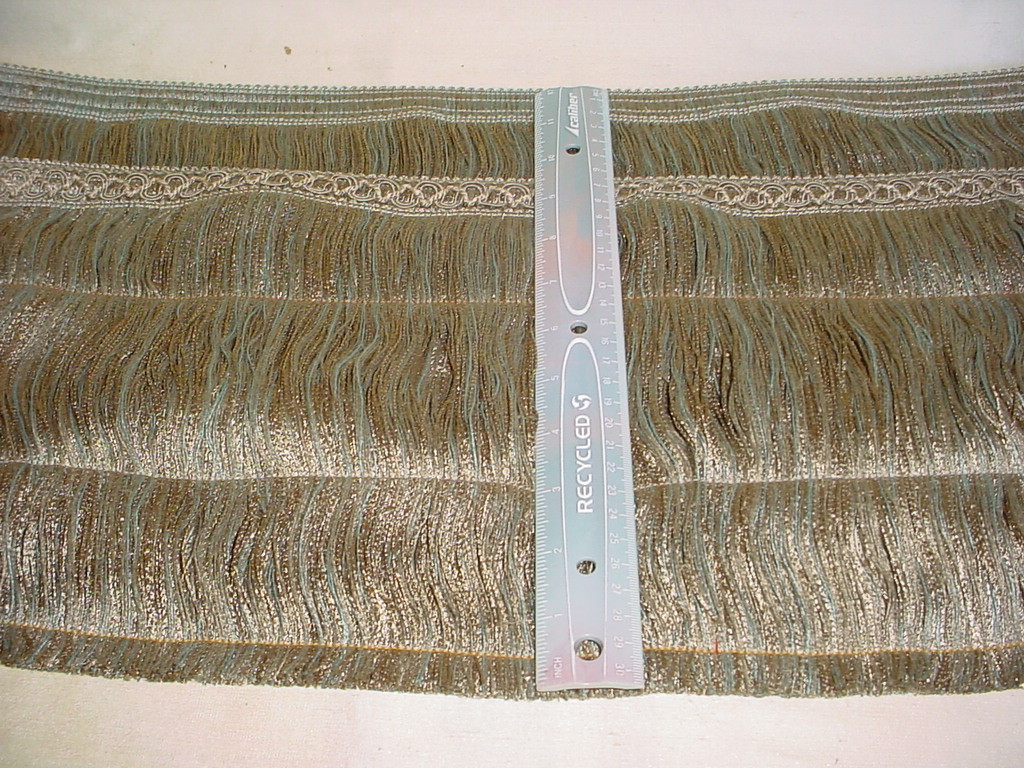 10 Yards Tan Green Blue Brush Fringe Trim