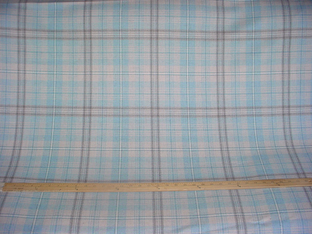 1y Zoffany Blue Gray White Wool Tartan Plaid Drapery Upholstery