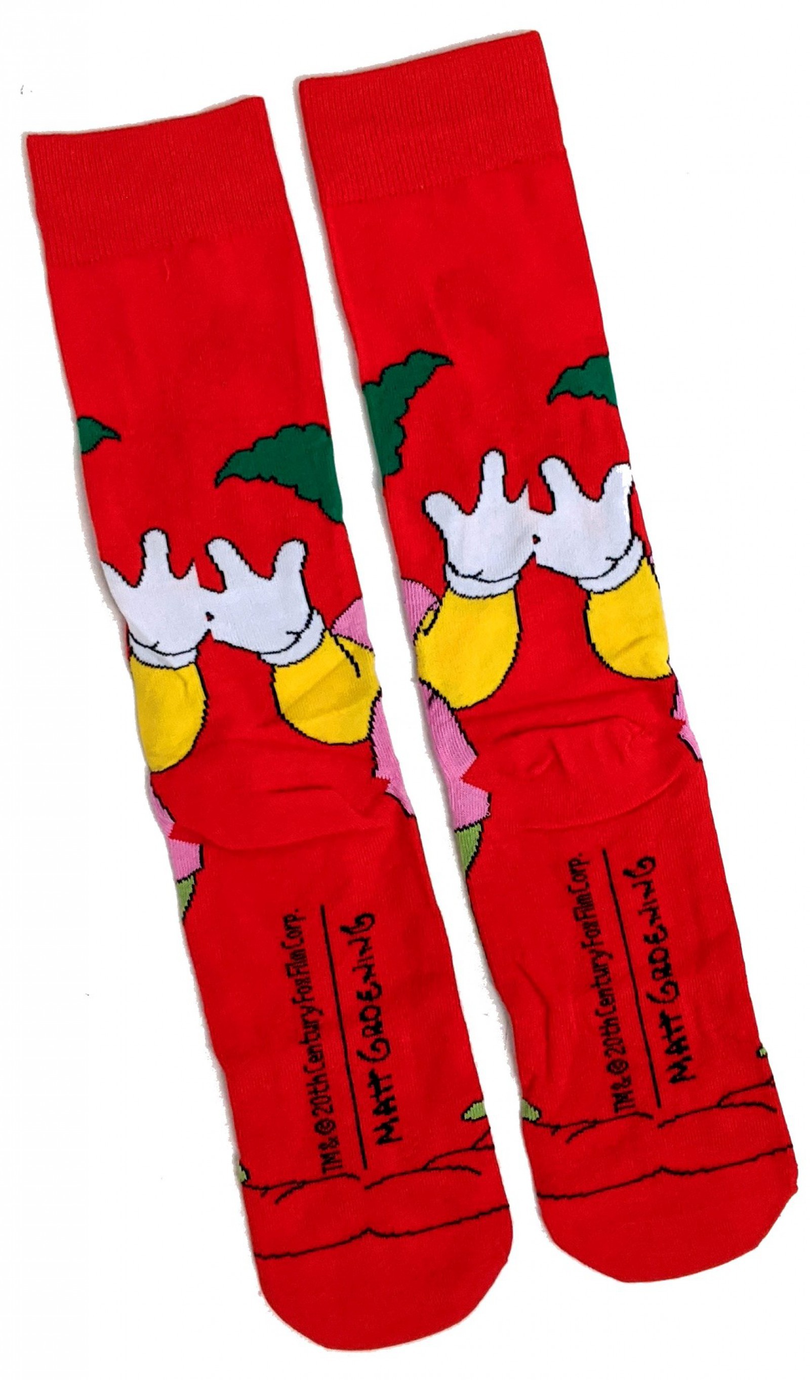 One Size UK 6-11 2 Pairs Simpsons Krusty the Clown Assorted Crew Socks 